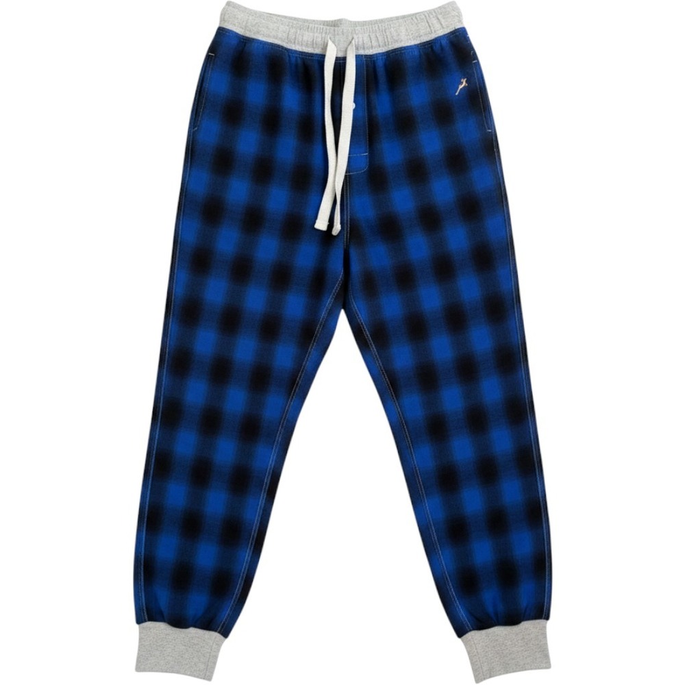True Grit Men's Blue Black Buffalo Plaid Cotton Jogger Pajama Pants Large
